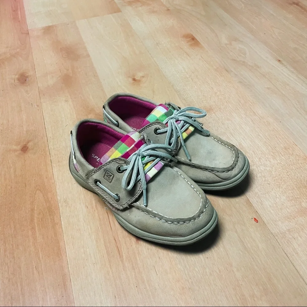 Sperry Multi-Color Plaid Intrepid AC Girls Slip On Loafer Boat Shoes Size 11